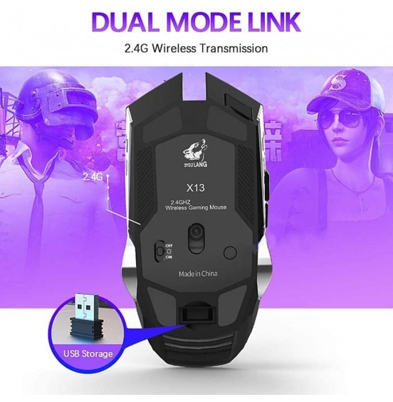 Wireless Gaming Mouse Rechargeable,RGB Multi-Colour Backlit Game Mice with 7 Buttons Computer Accessories,2.4G Silent Optical,3 Adjustable DPI Game Mouse Power Saving Mode for Laptop/PC/Notebook